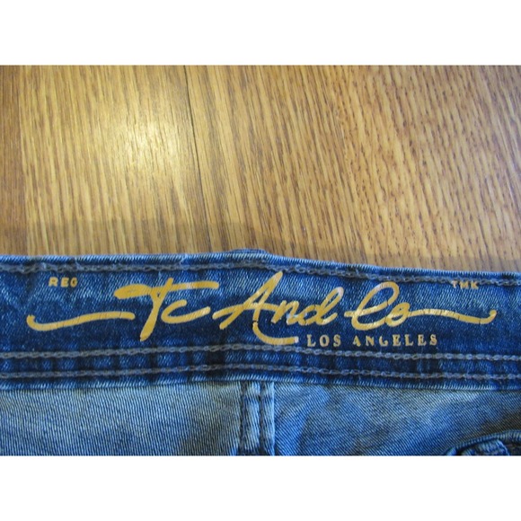 Tc And Co Los Angeles Slim Fit Distressed Blue Jeans Mens 36x30 Ripped Denim - Picture 6 of 12